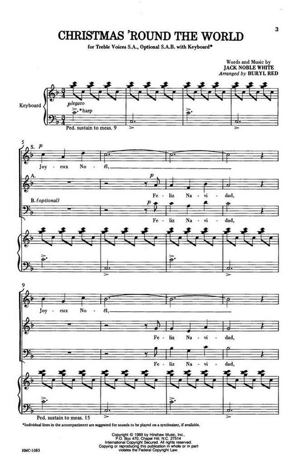 Jack White, Christmas Around The World&nbsp;&nbsp;SA or SAB, Keyboard&nbsp;&nbsp;Chorpartitur