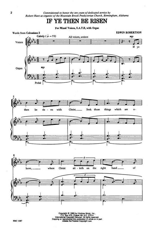 Edwin Robertson, If Ye Then Be Risen&nbsp;&nbsp;SATB and Organ&nbsp;&nbsp;Chorpartitur