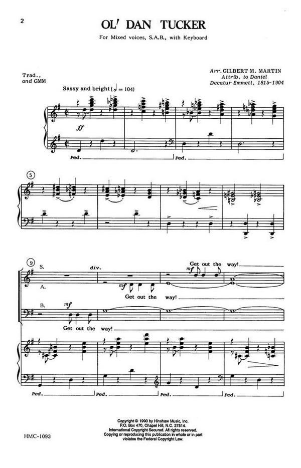 Ol' Dan Tucker&nbsp;&nbsp;SAB and Keyboard&nbsp;&nbsp;Chorpartitur