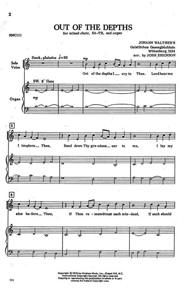 Out Of The Depths&nbsp;&nbsp;SATB and Organ&nbsp;&nbsp;Chorpartitur