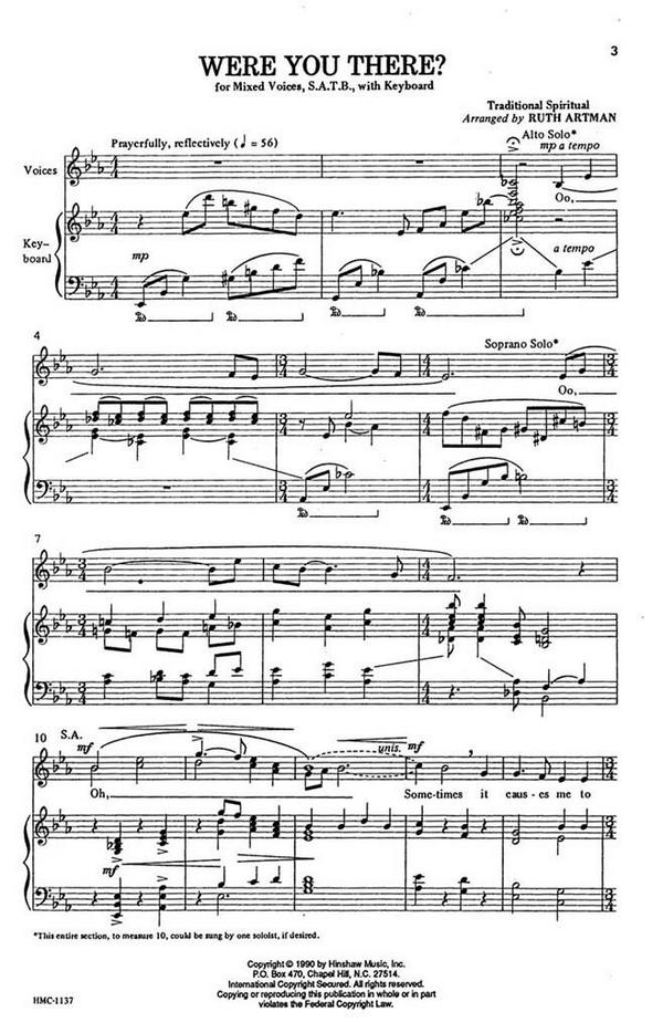 Were You There?&nbsp;&nbsp;SATB and Keyboard&nbsp;&nbsp;Chorpartitur