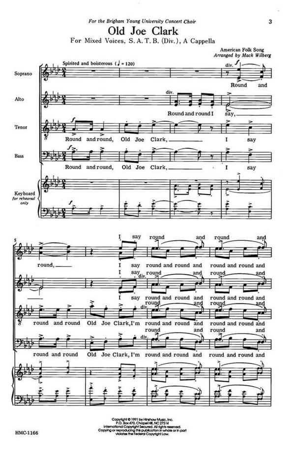 Old Joe Clark&nbsp;&nbsp;SATB Divisi a Cappella&nbsp;&nbsp;Chorpartitur