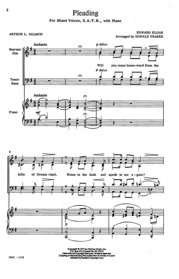 Edward Elgar, Pleading&nbsp;&nbsp;SATB, Piano&nbsp;&nbsp;Chorpartitur