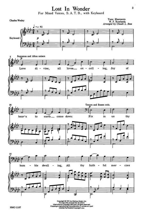 William Rowlands, Lost In Wonder&nbsp;&nbsp;SATB and Keyboard&nbsp;&nbsp;Chorpartitur