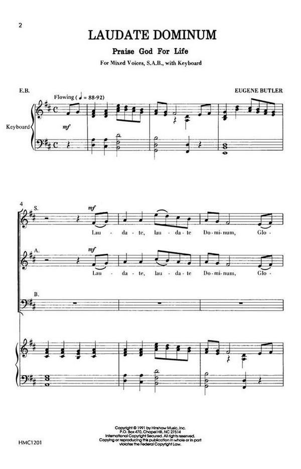 Eugene Butler, Laudate Dominum&nbsp;&nbsp;3-Part Choir and Keyboard&nbsp;&nbsp;Chorpartitur