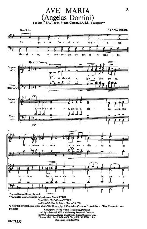 Ave Maria&nbsp;&nbsp;for mixed choir and  piano&nbsp;&nbsp;choral score