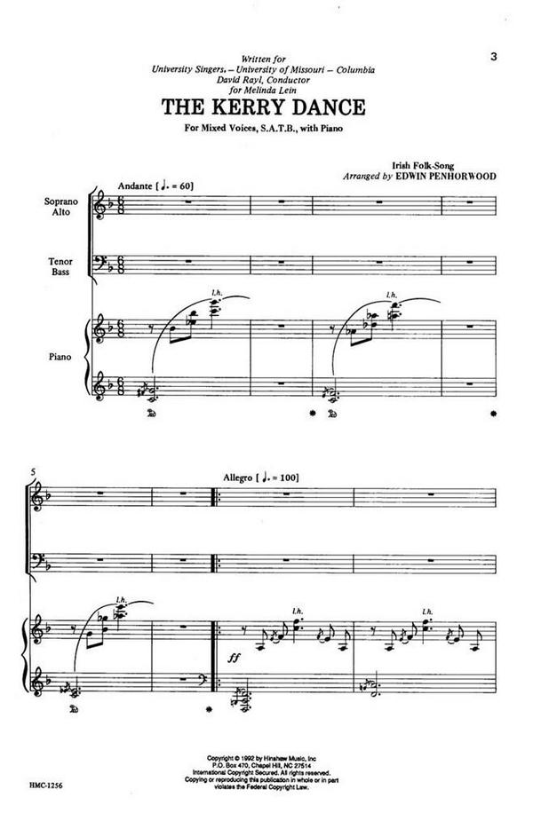 Kerry Dance&nbsp;&nbsp;SATB, Solo, Keyboard&nbsp;&nbsp;Chorpartitur