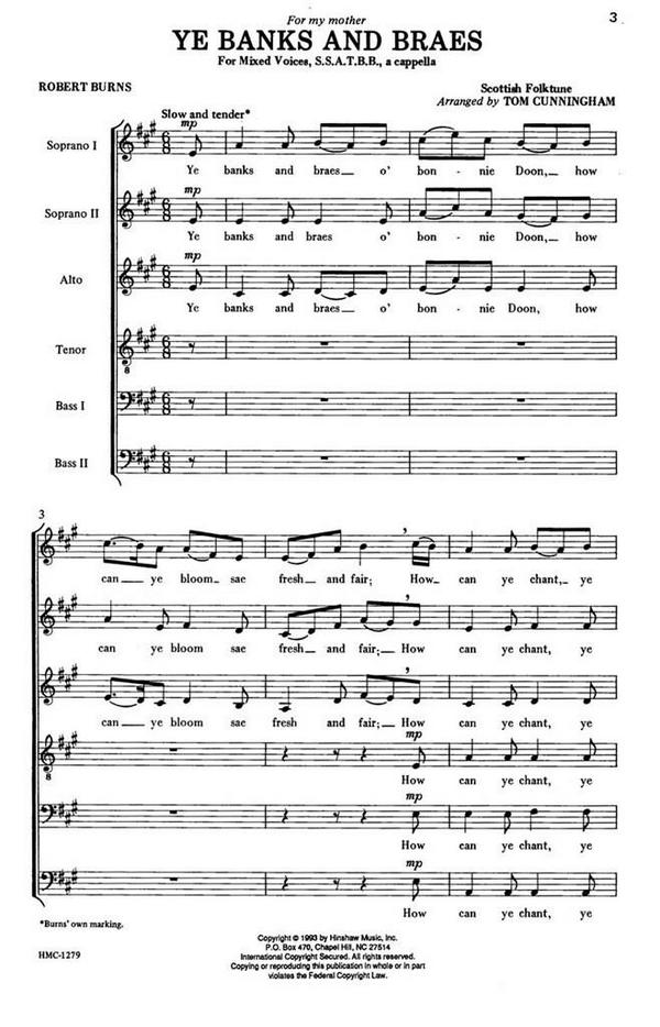 Ye Banks And Braes&nbsp;&nbsp;SSATBB a Cappella&nbsp;&nbsp;Chorpartitur