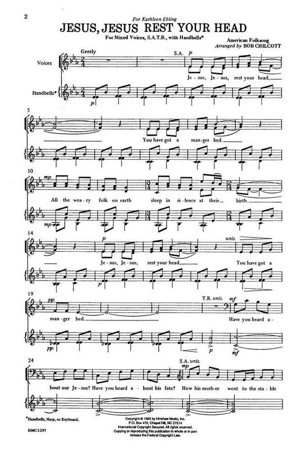 Jesus, Jesus, Rest Your Head&nbsp;&nbsp;SATB, Keyboard, Harp Or Handbells&nbsp;&nbsp;Chorpartitur