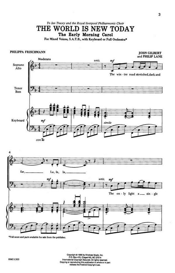 Philip Lane, The World Is New Today&nbsp;&nbsp;SATB and Keyboard&nbsp;&nbsp;Chorpartitur