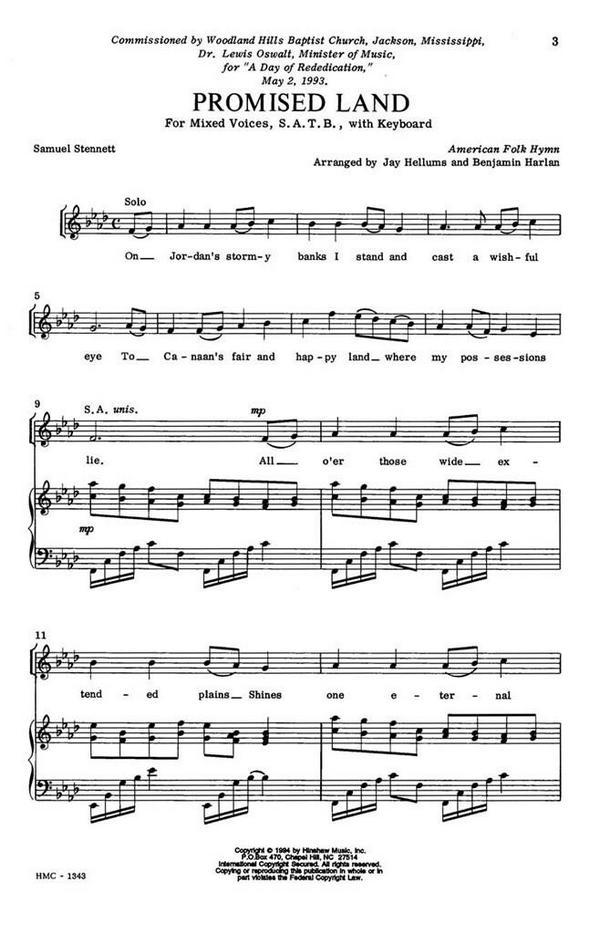 Promised Land&nbsp;&nbsp;SATB and Keyboard&nbsp;&nbsp;Chorpartitur
