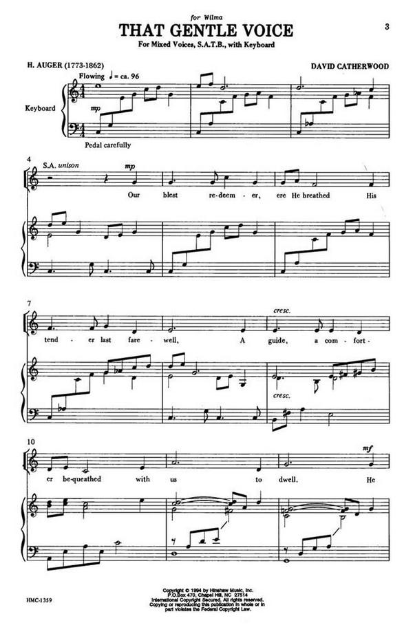 David Catherwood, That Gentle Voice&nbsp;&nbsp;SATB and Keyboard&nbsp;&nbsp;Chorpartitur