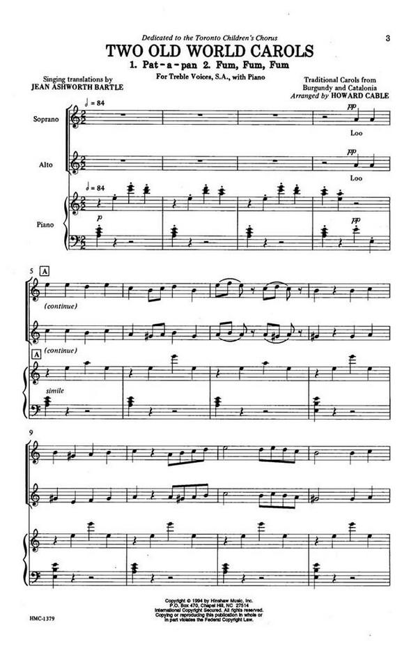 Two Old World Carols&nbsp;&nbsp;SA, Piano&nbsp;&nbsp;Chorpartitur