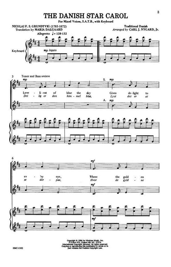 The Danish Star Carol&nbsp;&nbsp;SATB and Keyboard&nbsp;&nbsp;Chorpartitur