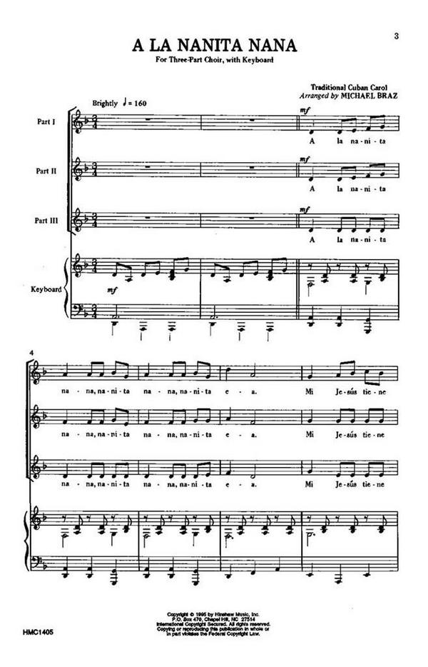 A La Nanita Nana  3-Part Choir and Keyboard  Chorpartitur