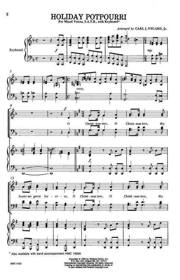 Holiday Potpourri&nbsp;&nbsp;SATB and Keyboard&nbsp;&nbsp;Chorpartitur