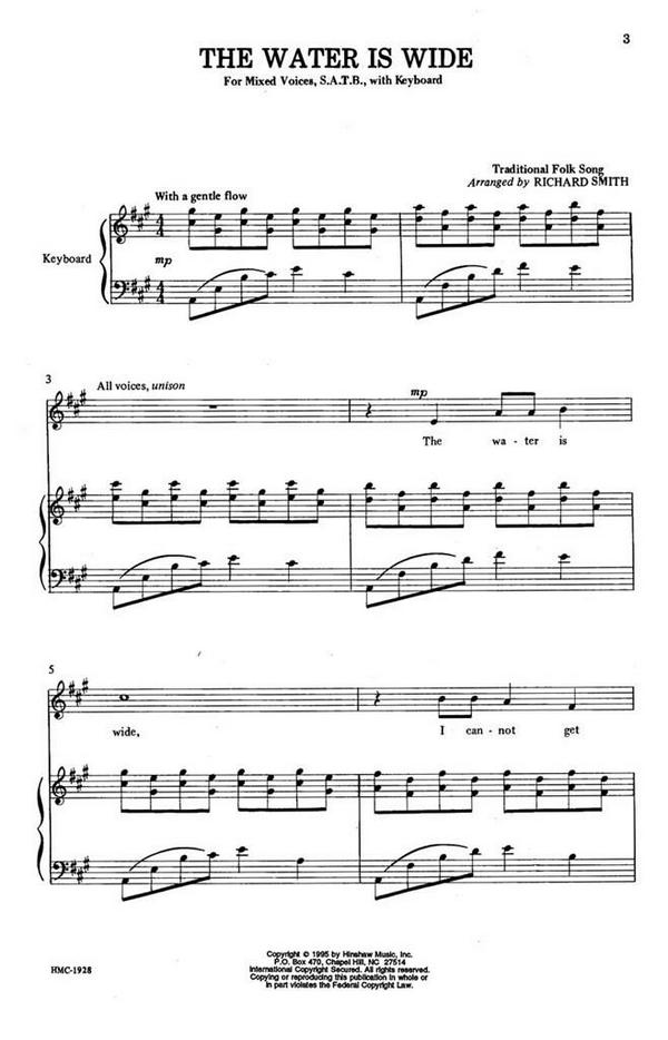 The Water Is Wide&nbsp;&nbsp;SATB and Keyboard&nbsp;&nbsp;Chorpartitur