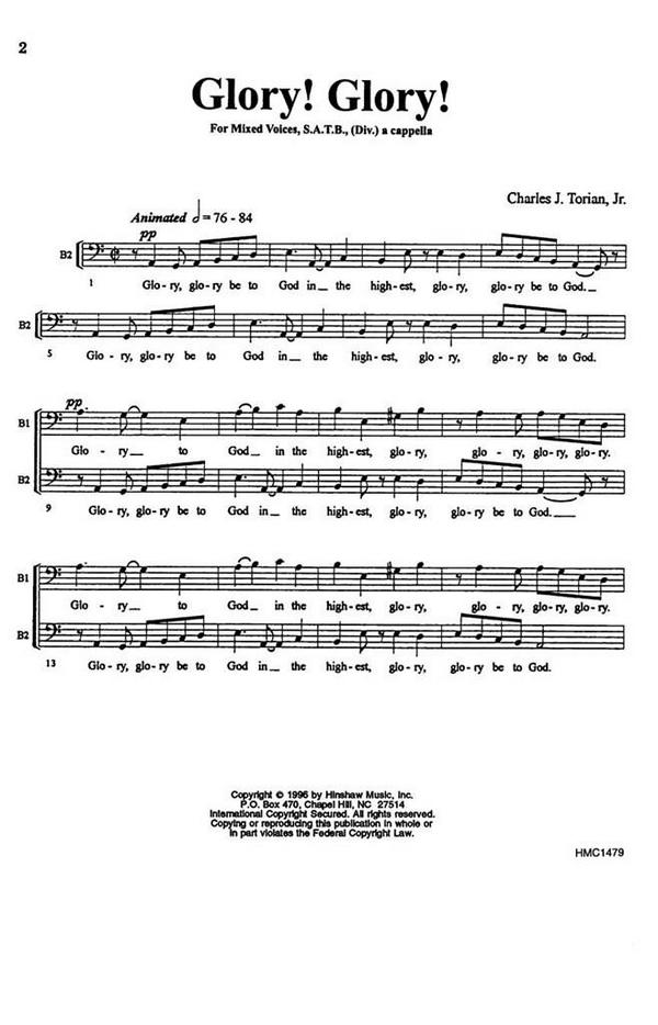 Charles J. Torian, Glory! Glory!&nbsp;&nbsp;SSAATTBB a Cappella&nbsp;&nbsp;Chorpartitur