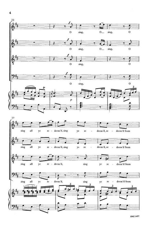 Georg Gottfried Muller, O Sing All Ye Redeemed From Adam's Fall&nbsp;&nbsp;SATB and Organ&nbsp;&nbsp;Chorpartitur