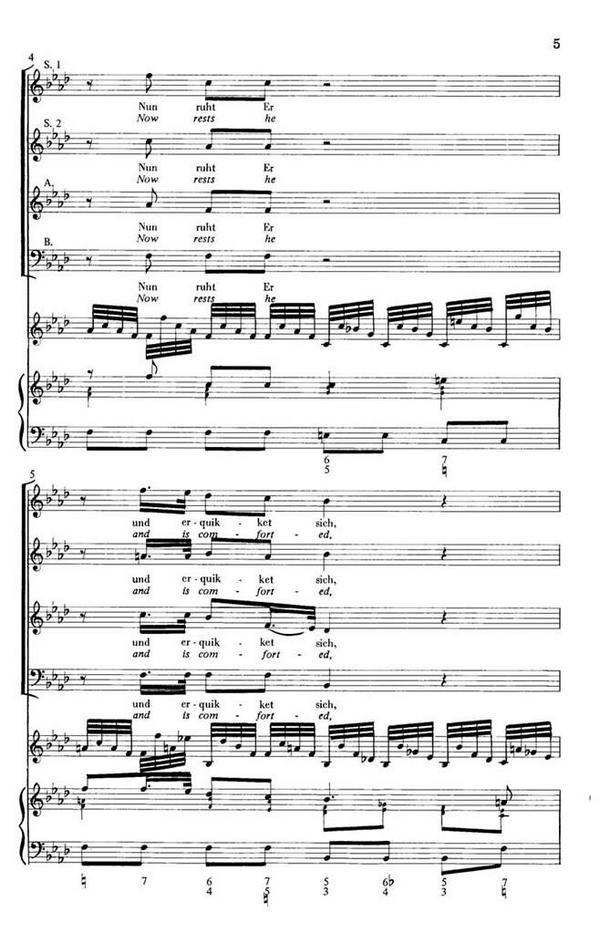 Johann Ludwig Freydt, Now Rests He And Is Comforted&nbsp;&nbsp;SSAB, Organ and Violin&nbsp;&nbsp;Chorpartitur