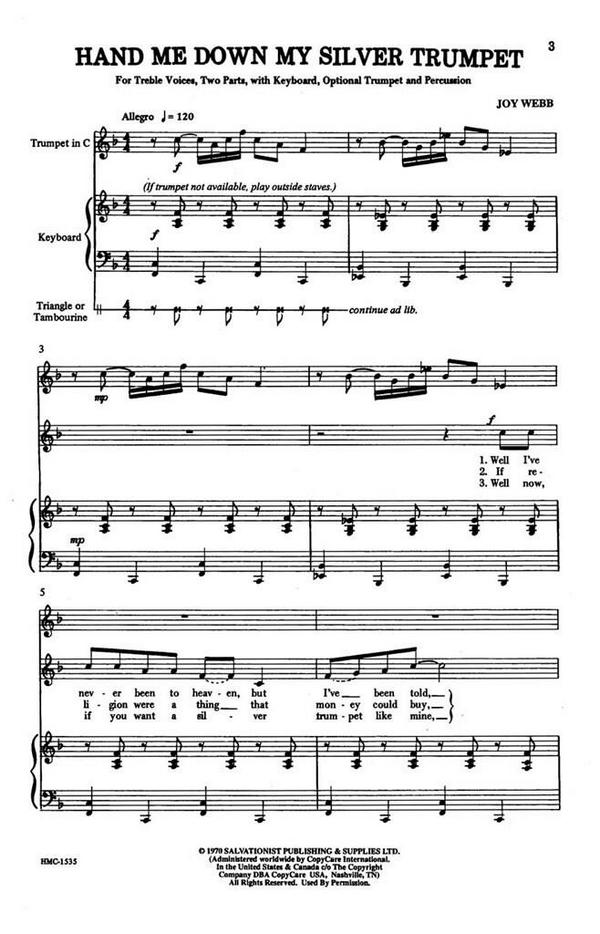 Joy Webb, Hand Me Down My Silver Trumpet&nbsp;&nbsp;2-Part, any combination, Keyboard, Optional Trumpet and Percussion&nbsp;&nbsp;Chorpartitur