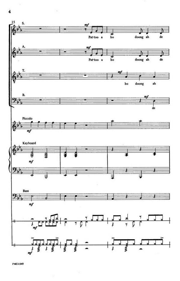 Tenk You For De Chrisamus&nbsp;&nbsp;SATB, Keyboard, Piccolo, Bass, Percussion&nbsp;&nbsp;Chorpartitur