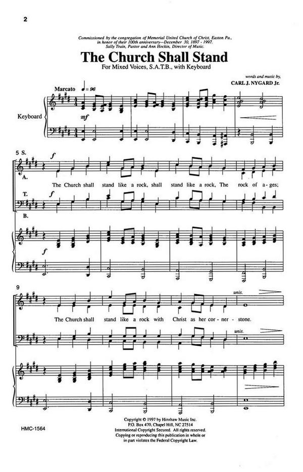 Carl Nygard, The Church Shall Stand&nbsp;&nbsp;SATB and Keyboard&nbsp;&nbsp;Chorpartitur