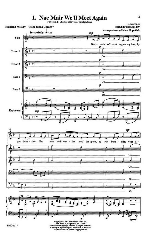 Three Scottish Highland Songs&nbsp;&nbsp;TTB or TTBB, Piano&nbsp;&nbsp;Chorpartitur