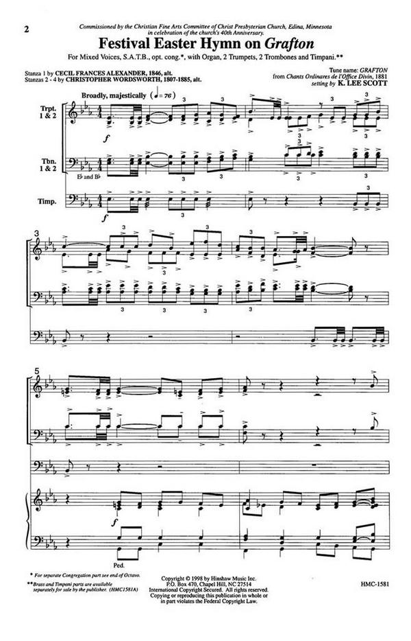 Festival Easter Hymn On Grafton&nbsp;&nbsp;SATB, Piano&nbsp;&nbsp;Chorpartitur
