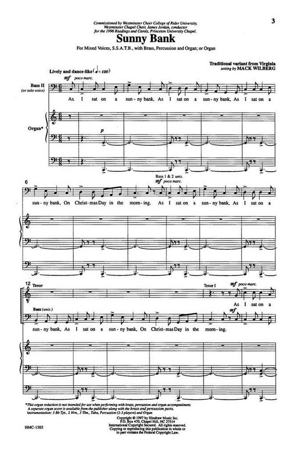 Sunny Bank&nbsp;&nbsp;SATB and Organ&nbsp;&nbsp;Chorpartitur