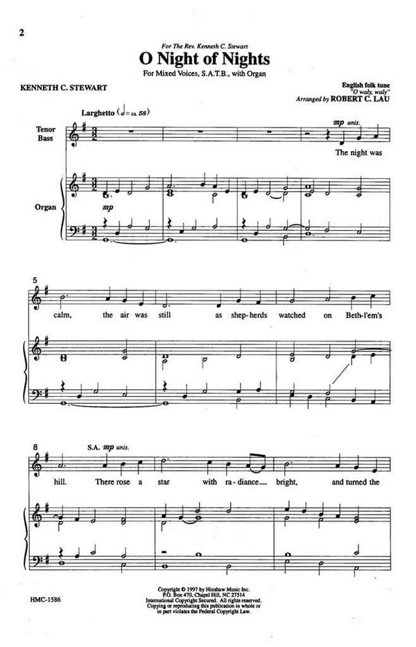 O Night Of Nights&nbsp;&nbsp;SATB and Organ&nbsp;&nbsp;Chorpartitur