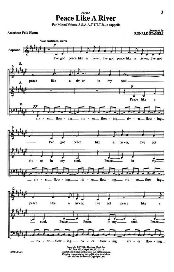 Peace Like A River&nbsp;&nbsp;SATB a Cappella&nbsp;&nbsp;Chorpartitur