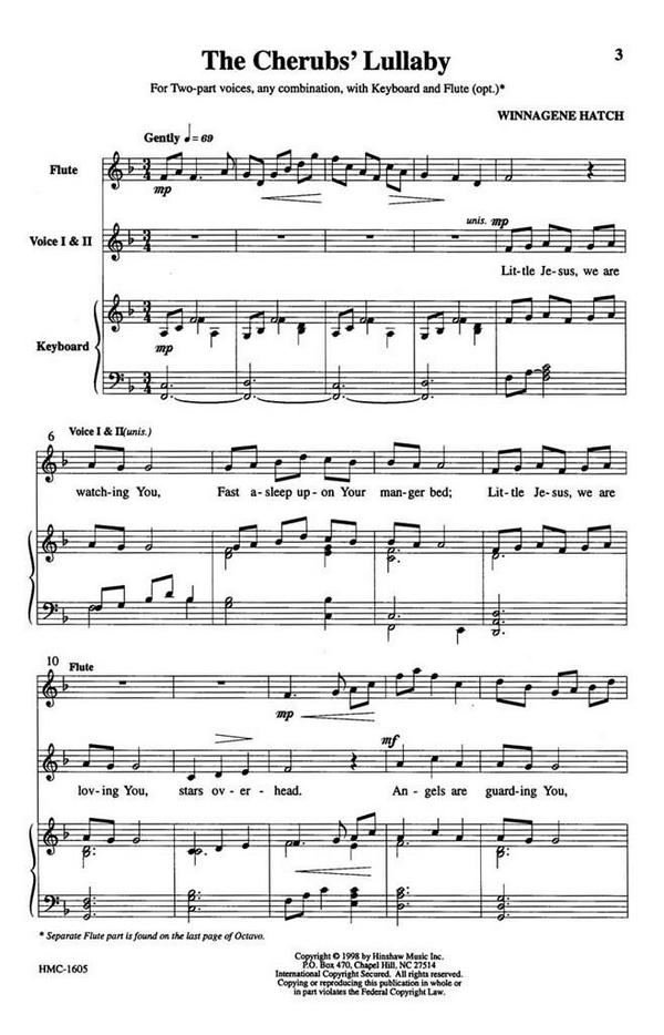 Winnagene Hatch, The Cherub's Lullaby&nbsp;&nbsp;2-Part, any combination, Keyboard, Optional Flute&nbsp;&nbsp;Chorpartitur