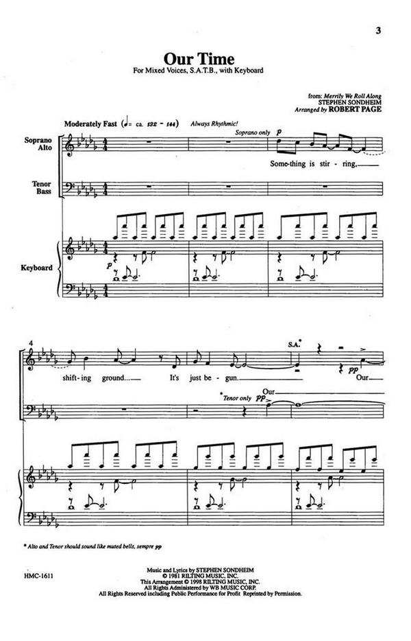 Steven Sondheim, Our Time&nbsp;&nbsp;SATB and Keyboard&nbsp;&nbsp;Chorpartitur