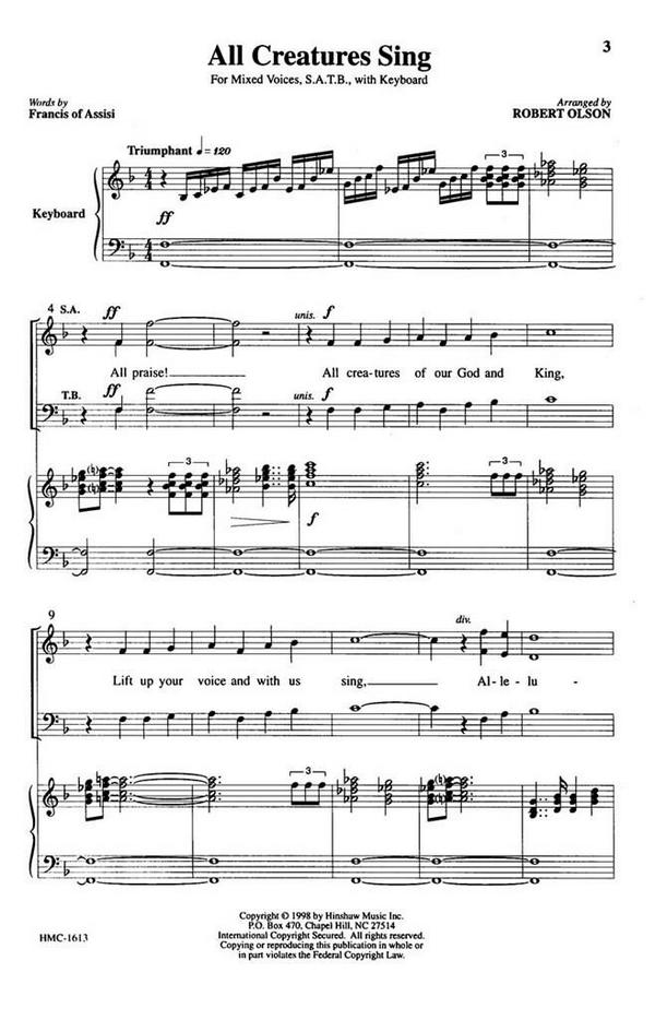 All Creatures Sing  SATB and Keyboard  Chorpartitur