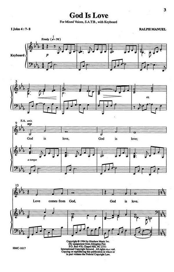 Ralph Manuel, God Is Love&nbsp;&nbsp;SATB and Keyboard&nbsp;&nbsp;Chorpartitur