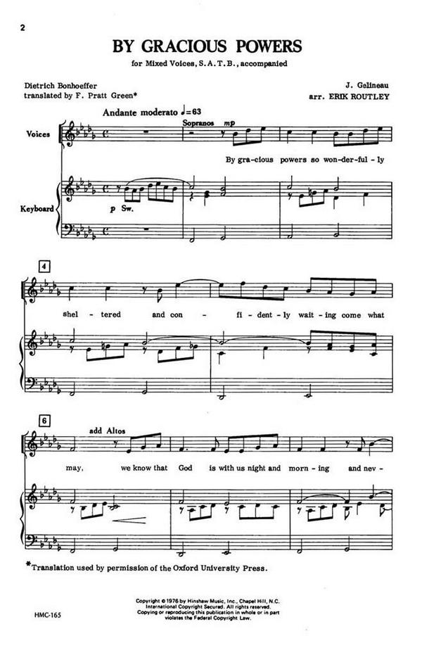 Joseph Gelineau, By Gracious Powers&nbsp;&nbsp;SATB and Keyboard&nbsp;&nbsp;Chorpartitur