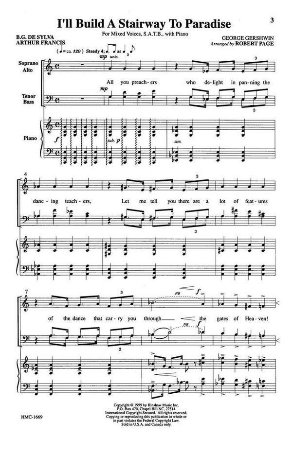 George Gershwin, I'll Build A Stairway To Paradise&nbsp;&nbsp;SATB and Keyboard&nbsp;&nbsp;Chorpartitur