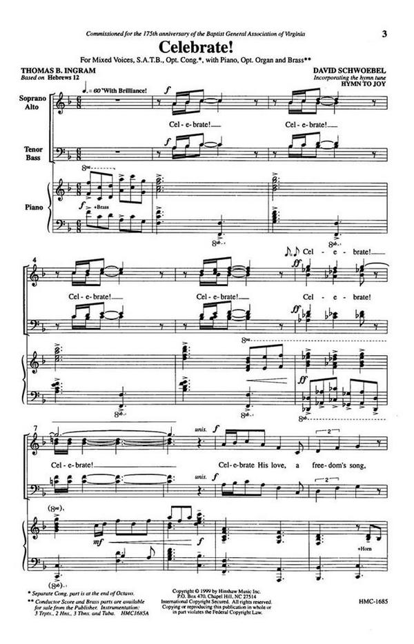 David Schwoebel, Celebrate!&nbsp;&nbsp;SATB Divisi with Optional Congregat, Piano, Opt. Organ&nbsp;&nbsp;Chorpartitur