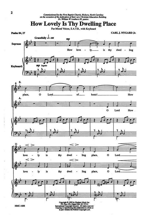 Carl Nygard, How Lovely Is Thy Dwelling Place&nbsp;&nbsp;SATB and Keyboard&nbsp;&nbsp;Chorpartitur