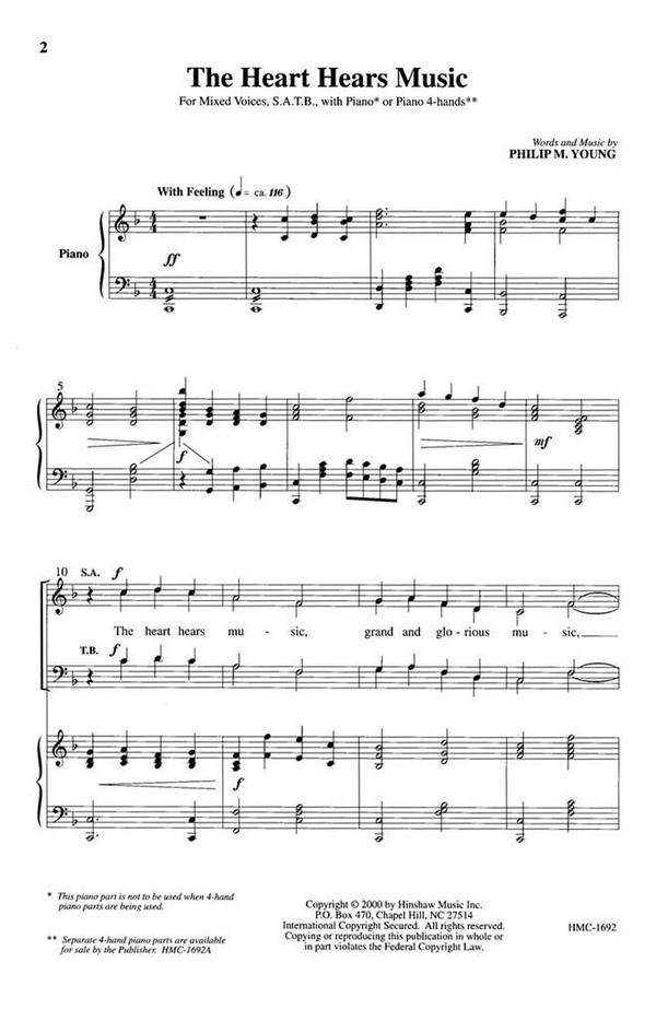 Philip Young, The Heart Hears Music&nbsp;&nbsp;SATB, Piano&nbsp;&nbsp;Chorpartitur