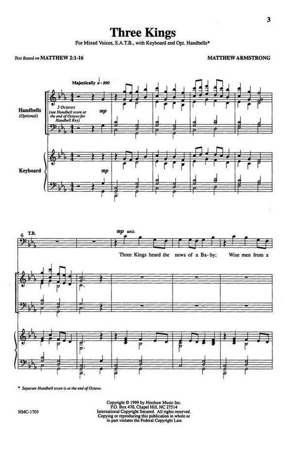 Matthew Armstrong, Three Kings&nbsp;&nbsp;SATB and Keyboard&nbsp;&nbsp;Chorpartitur