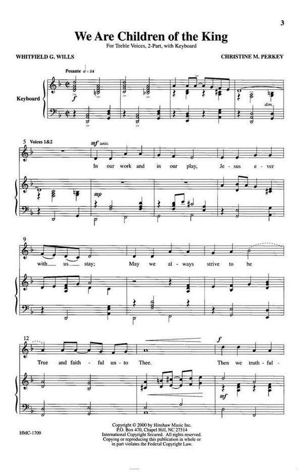 Christine Perkey, We Are Children Of The King&nbsp;&nbsp;2-Part Choir and Keyboard&nbsp;&nbsp;Chorpartitur