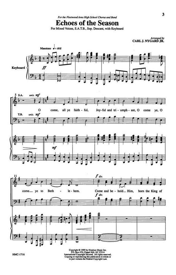 Echoes Of The Season&nbsp;&nbsp;SATB and Keyboard&nbsp;&nbsp;Chorpartitur