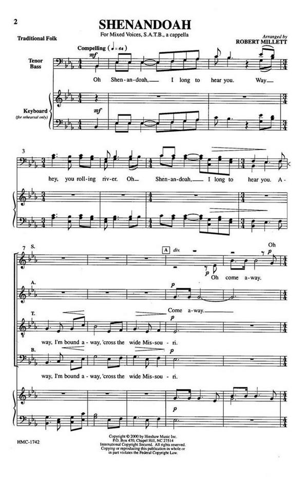 Shenandoah&nbsp;&nbsp;SATB a Cappella&nbsp;&nbsp;Chorpartitur