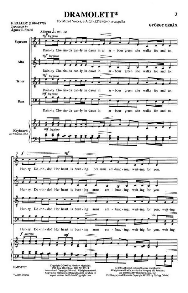 György Orbán, Dramolett&nbsp;&nbsp;SATB a Cappella&nbsp;&nbsp;Chorpartitur