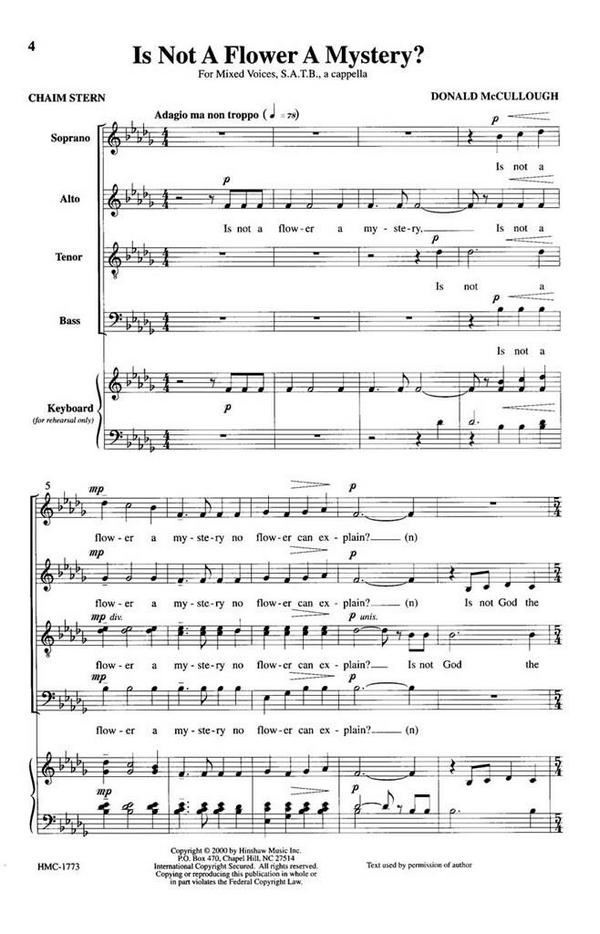 Donald McCullough, Is Not A Flower A Mystery?&nbsp;&nbsp;SAATTB a Cappella&nbsp;&nbsp;Chorpartitur
