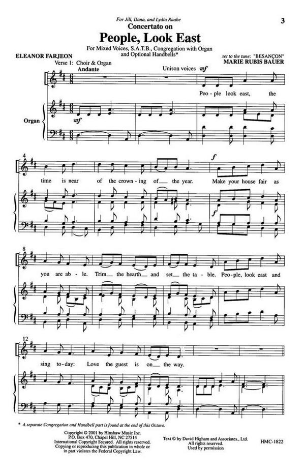 Marie Rubis Bauer, Concertato On People, Look East&nbsp;&nbsp;SATB, Congregation, Organ&nbsp;&nbsp;Chorpartitur