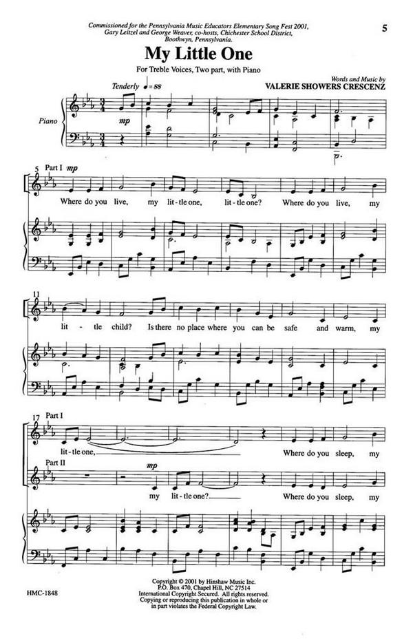 Valerie J. Crescenz, My Little One&nbsp;&nbsp;SA, Piano&nbsp;&nbsp;Chorpartitur