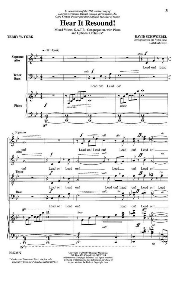 David Schwoebel, Hear It Resound&nbsp;&nbsp;SATB, Congregation, Piano&nbsp;&nbsp;Chorpartitur